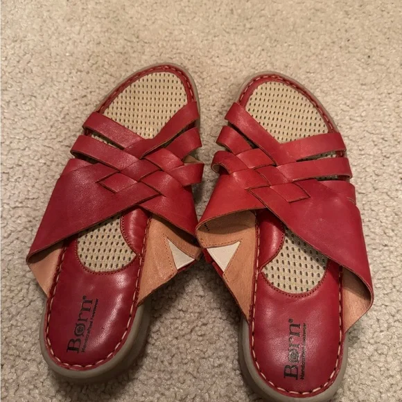 Born Red Leather Sandals SZ 11 - Picture 2 of 4